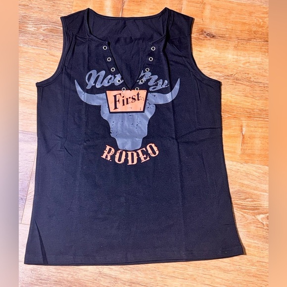 n/a Tops - Black Graphic Tank Top